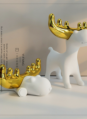 创意家居客厅样板间艺术鹿摆件桌面电视柜玄关鹿小装饰雕塑送礼潮