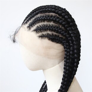 地垄沟粗脏辫黑色全蕾丝玉米须手编化纤高温丝三股脏辫整顶假发套