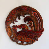 创意家居墙面装 客厅实木壁饰木雕挂件 饰结婚礼物墙饰凤凰来仪欧式