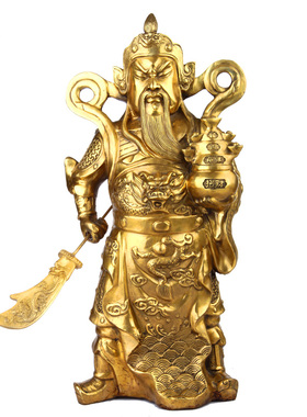 纯铜武财神关公关羽神像财神爷佛像摆件客厅店铺供奉招财家居饰品