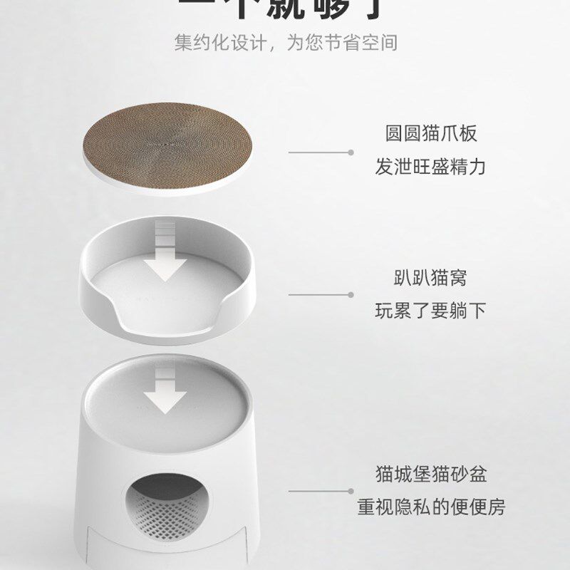 猫城堡米尾猫砂盆全封闭大号抽屉式幼猫成猫防外溅除臭双层猫厕所