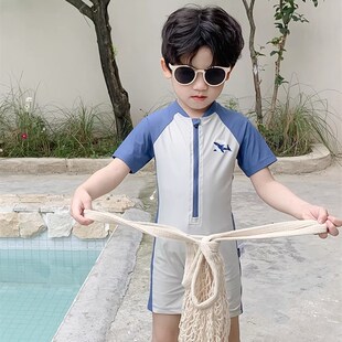 儿童泳衣2023新款男童连体游泳装男宝温泉度假泳装男孩防晒游泳衣