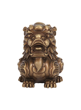 纯铜麒麟桌面小摆件创意茶宠玄武龙龟文房镇纸招财镇宅手把件礼品