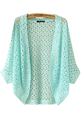 网红蕾丝薄开衫外套春夏外搭空调衫宽松蝙蝠镂空五分袖女披肩网衫