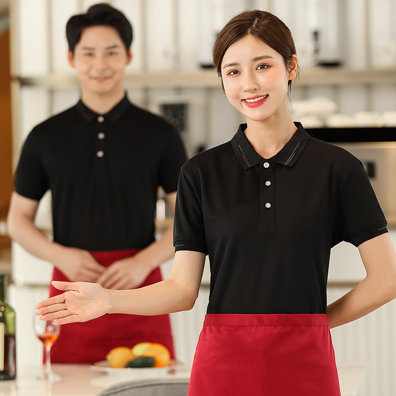 皇似2021工作t恤定制餐饮茶楼服务员工作服夏款高档休闲带领短袖