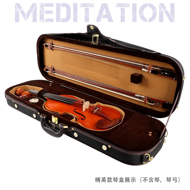新款小提琴琴盒盒抗压恒温防水皮箱式提手带防尘盖湿度计琴箱乐器