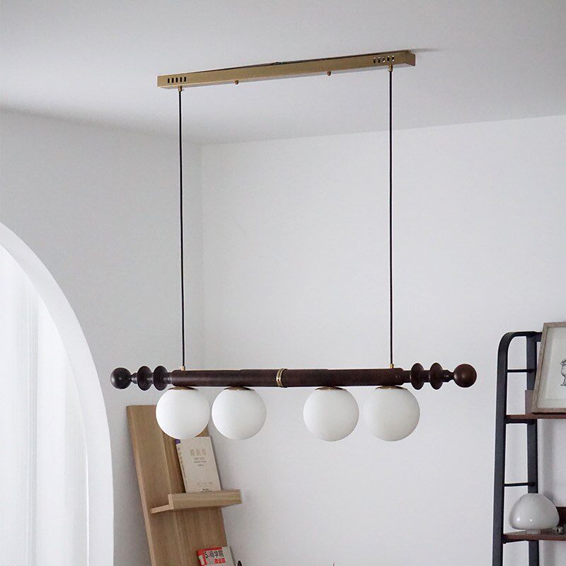 中古vintage餐厅吊灯侘寂风复古胡桃色民宿餐桌长条设计师新款灯