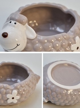 创意可爱小羊烟灰缸高级感小众装饰摆件家用客厅茶几少女陶瓷烟缸