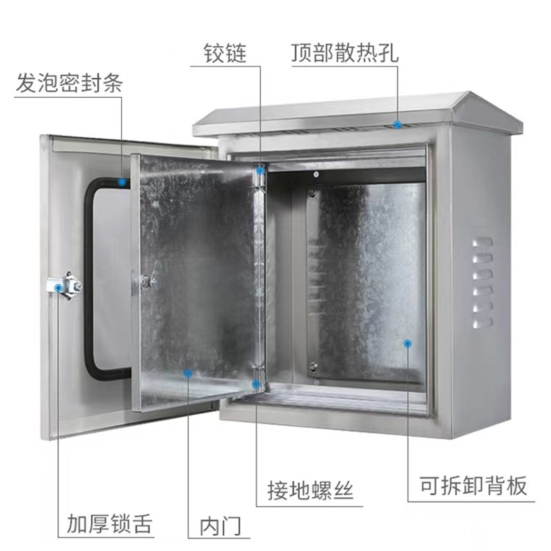 户外双层门不锈钢配电箱防雨防水按钮箱控制箱室内外门仪表箱定制