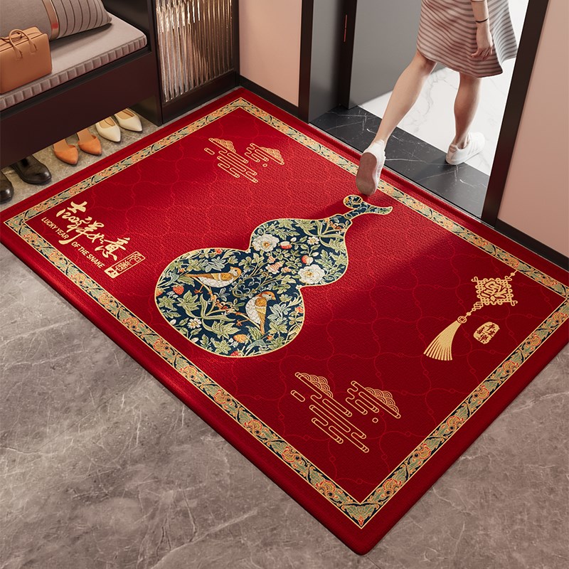 红色蛇年入户门地垫耐脏免洗家用地毯大门口进门脚垫防滑地毯定制