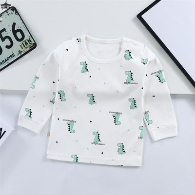 宝宝打底衫纯棉a类小童单件秋衣低领衣儿童男童女童肩扣内衣上衣