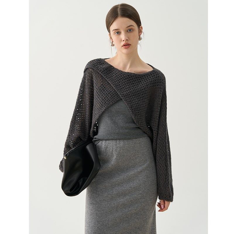 JIUJIU叠穿两件套毛衣女秋季2024新款设计感内搭背心罩衫针织衫