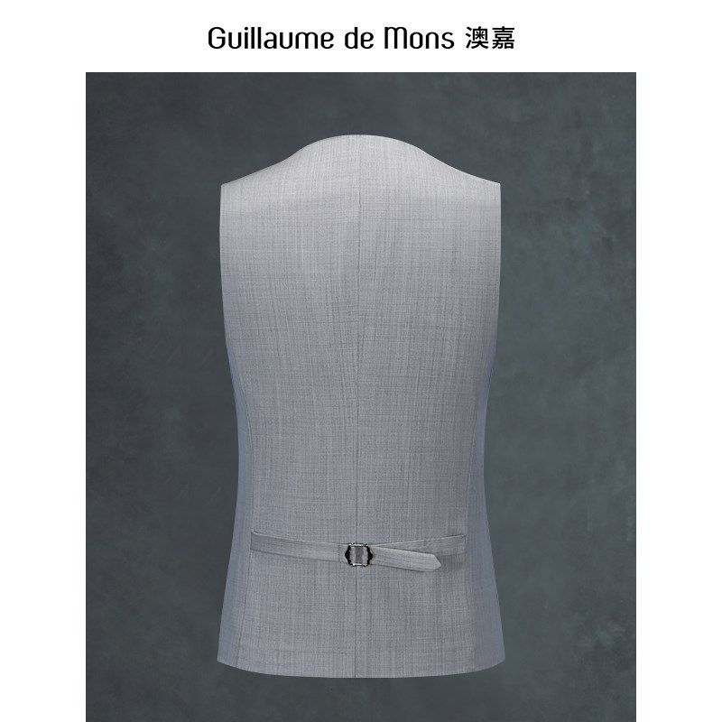 【澳嘉】马甲男西装套装衬衫西服灰色小伴郎服新郎服工装男士外套