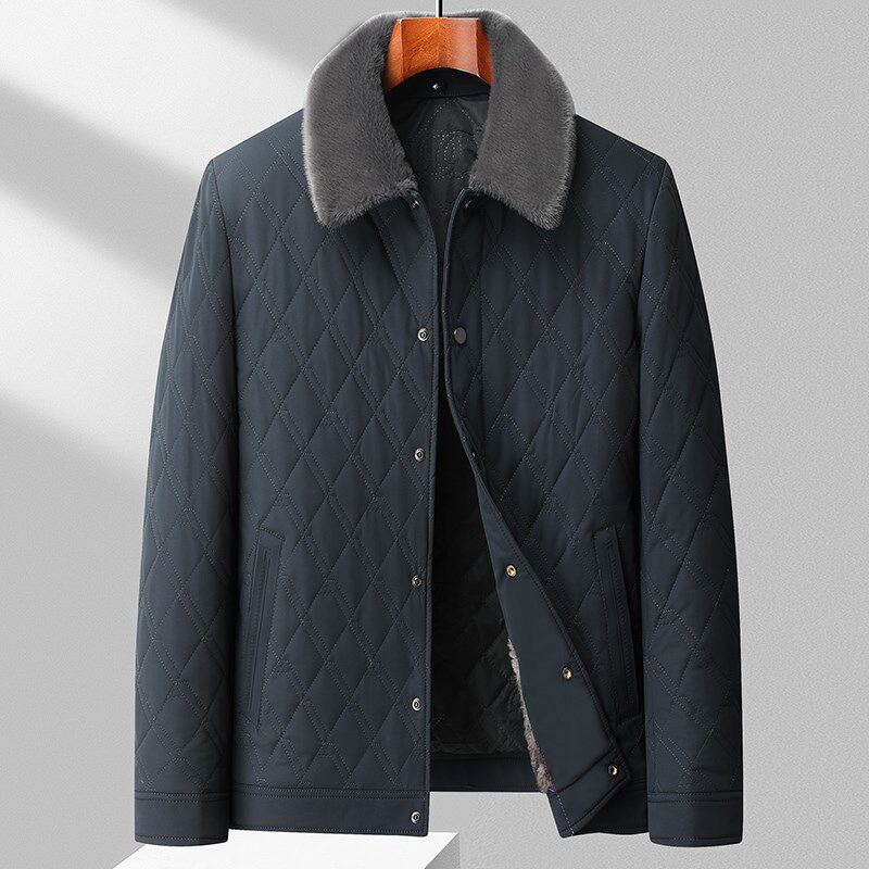 爸爸秋冬季棉衣中年男士冬装外套50岁60老人爷爷加绒加厚保暖棉服