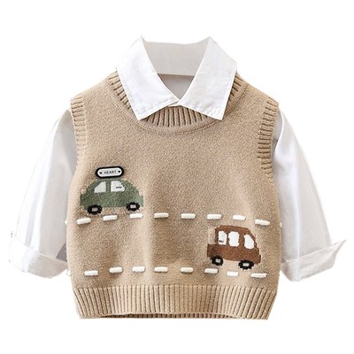 男童针织背心外穿洋气宝宝小童秋装婴儿童毛衣马甲秋冬加绒内搭潮