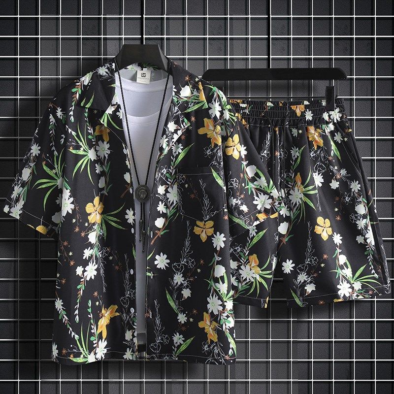 古巴领短袖花衬衫男海南三亚夏威夷海边度假旅游情侣沙滩短裤套装,男装,衬衫,淘宝优惠券,粉丝福利购,淘宝优惠卷