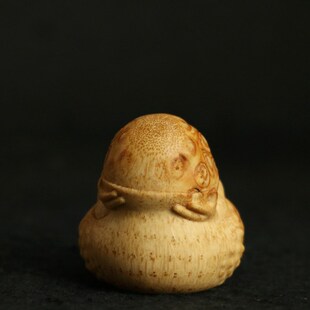 一物一拍东阳名家陈航君雕刻满钉竹根金蟾手把件把玩竹雕工艺品竹