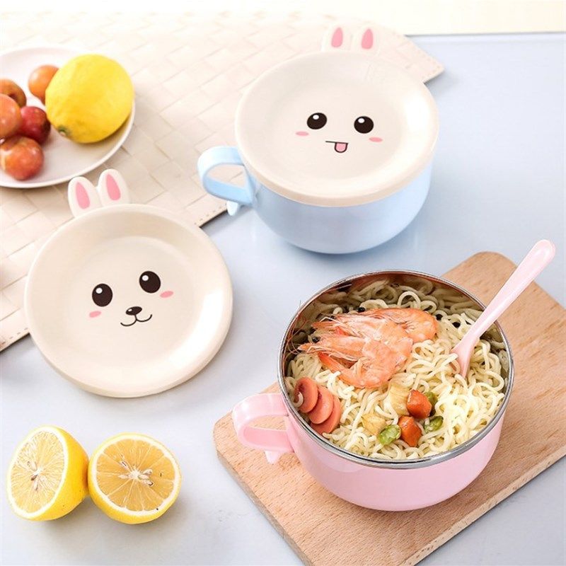 儿童碗筷餐具不锈钢碗宝宝碗大号双耳隔热 加大碗勺套装带盖手柄,婴童用品,儿童餐具,淘宝优惠券,粉丝福利购,淘宝优惠卷