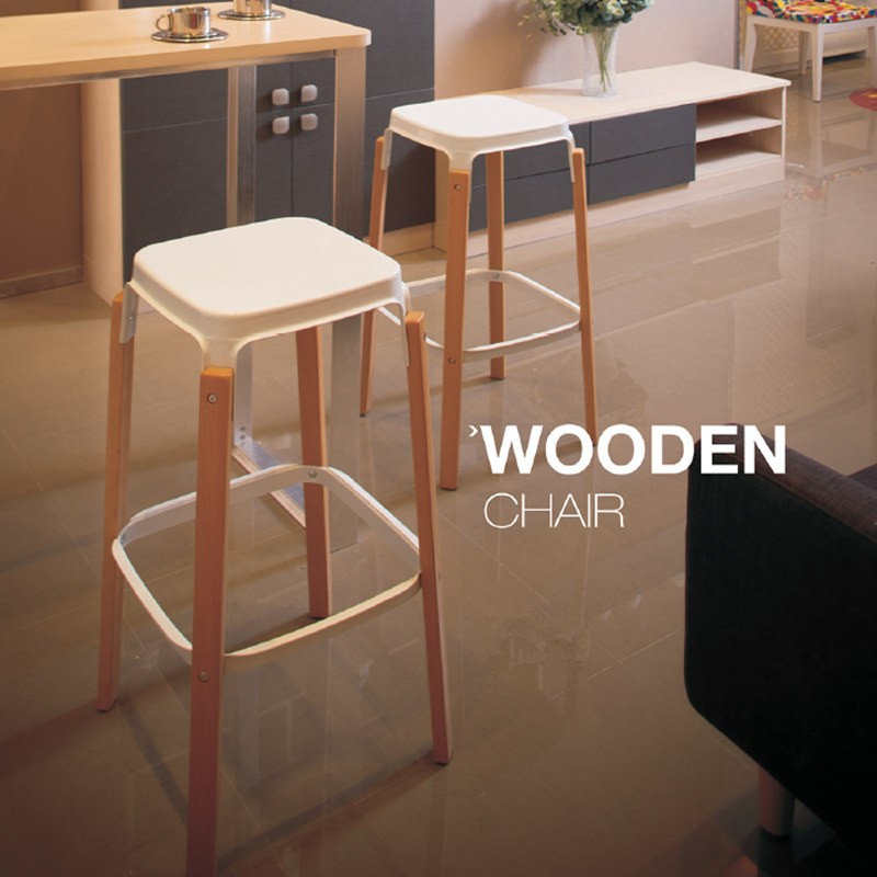 北欧实木金属吧凳家用吧台椅前台椅时尚铁艺高脚凳吧凳简约酒吧椅