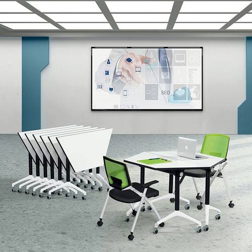 爵隆简约组合移动折叠培训桌梯形办公桌会议长条拼接课桌椅六边桌