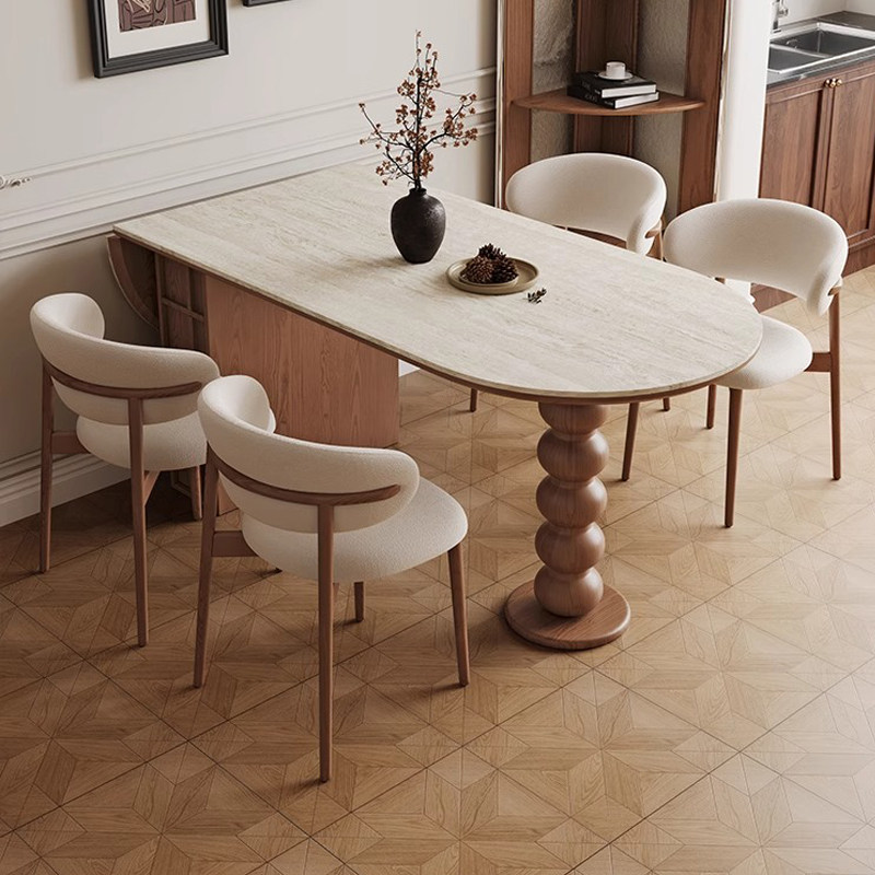 石灰华石板餐桌，中世纪风格的法国覆古家庭餐桌，椭圆形小公寓壁,住宅家具,岩板餐桌,淘宝优惠券,粉丝福利购,淘宝优惠卷