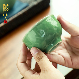 品茗杯女茶盏哥窑高档冰裂纹功夫茶杯 龙泉青瓷手工主人杯单杯男士