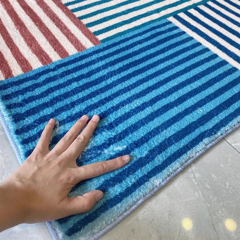 中古风彩色条纹地毯客厅卧室格子床边级感耐脏易打理大面积地垫,居家布艺,地毯,淘宝优惠券,粉丝福利购,淘宝优惠卷