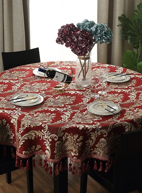 欧式餐桌红色台布庆婚庆台布长方形椭圆形酒店台布圆桌布布艺圆形