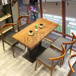 甜品店奶茶店餐饮店饭店题咖啡厅西小吃店实木桌椅方桌