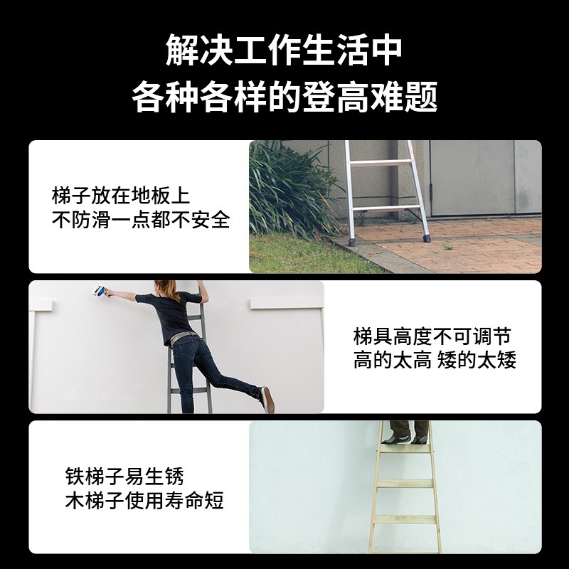中创梯子 单面伸缩升降加厚铝合金直梯便携梯靠墙爬梯图片
