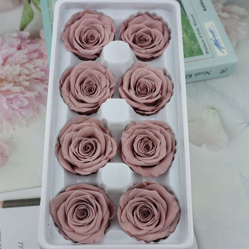 花掌柜520A级永生花真玫瑰4-5cm整盒diy手工材料包玻璃罩礼盒花材