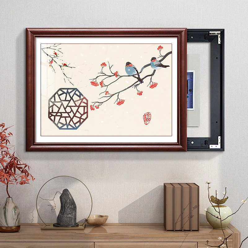 新实木电表箱装饰画免打孔电闸遮挡盒壁画配电箱挂画,家居饰品,现代装饰画,淘宝优惠券,粉丝福利购,淘宝优惠卷