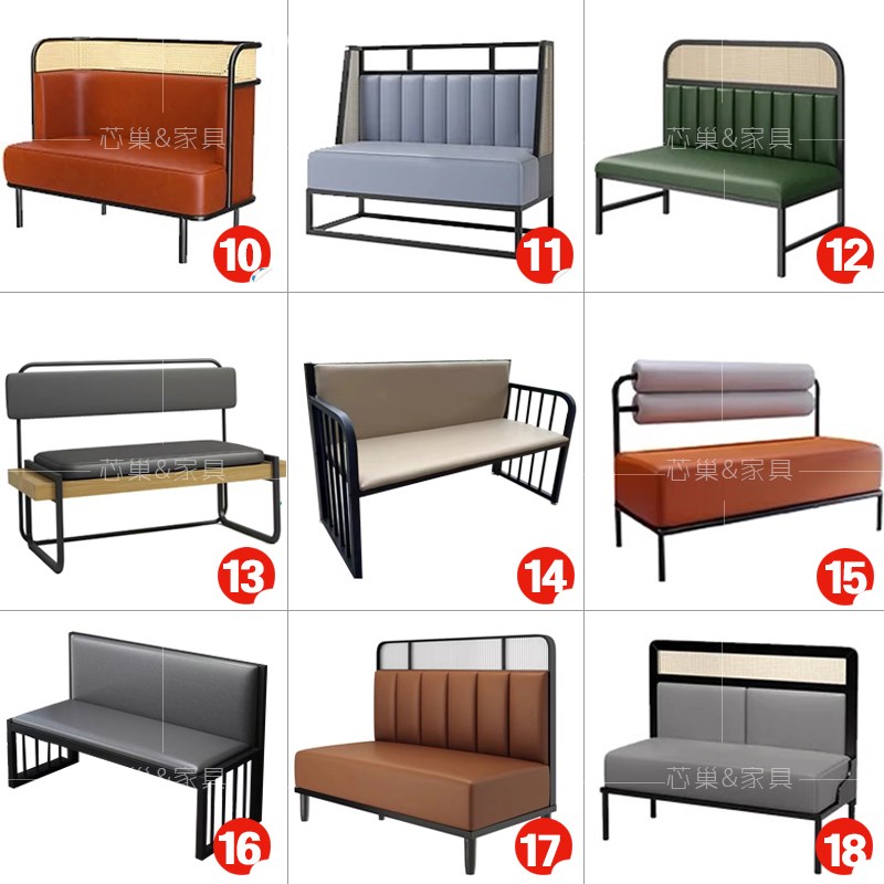 定制直角su半圆弧形卡座餐桌商用铁艺不锈钢镀金编藤靠墙卡座沙发