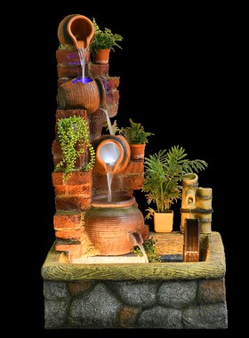 假山流水喷泉循环水庭院园鱼池布置露台室内景观造景装饰品