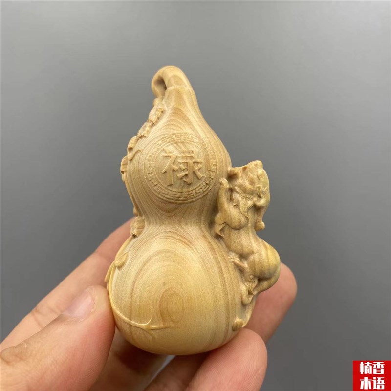 小叶黄杨木雕刻福禄全多子多福葫芦金蟾貔貅实木动物手把件吊坠