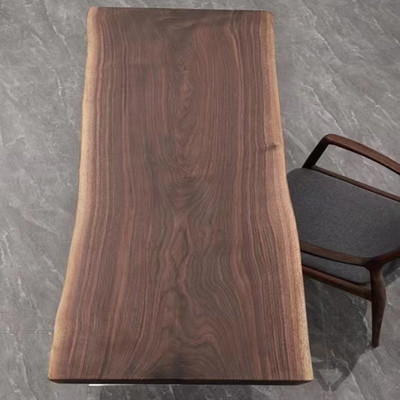 北美黑胡桃木实木大板吧台茶桌茶台餐桌自然边原木办公桌面板整板