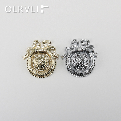 olrvli欧式黄铜金色拉环拉手中古法式抽屉拉手银色玄关柜子把手