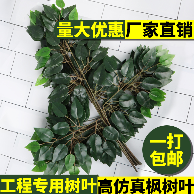 仿真榕树叶过胶装饰假塑料绿色假树叶榕树枝仿真还原度高仿树叶
