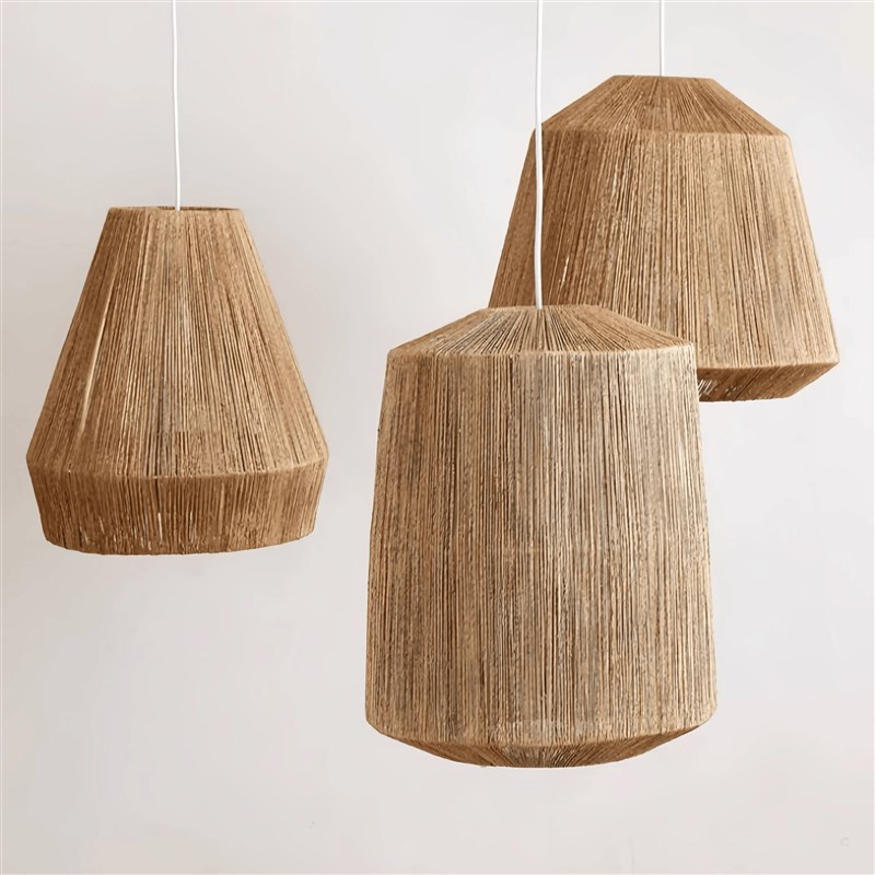 侘寂风日式餐厅吧台民宿吊灯手工麻绳编织复古饭店工装餐饮店灯具