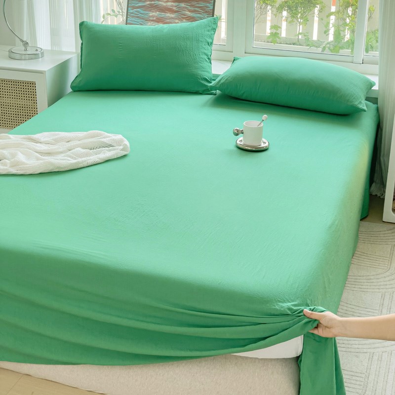 ins超柔绿色纯色水洗棉床单单件磨毛被单单品单人宿舍垫单人枕套