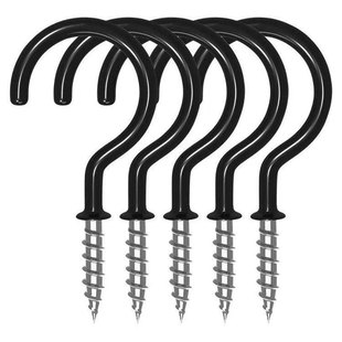 包塑杯钩问号钩 马克杯挂钩 吊钩自攻螺丝钩厨房挂钩黑色浸塑防锈