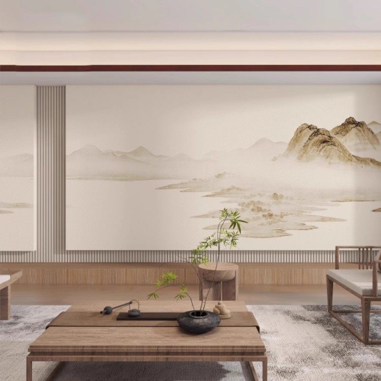 宋式美学电视背景墙碳晶板中式竹木纤维板复古水墨山水画护墙板,基础建材,集成板,淘宝优惠券,粉丝福利购,淘宝优惠卷