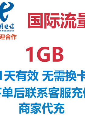 日韩欧美东南亚多国通用中国电信1GB国际漫游流量境外流量流量包