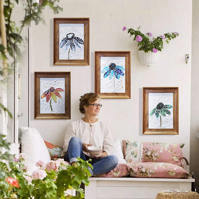 手工diy马赛克实物立体装饰画材料包 创意活动自制摆件挂画A4相框图片