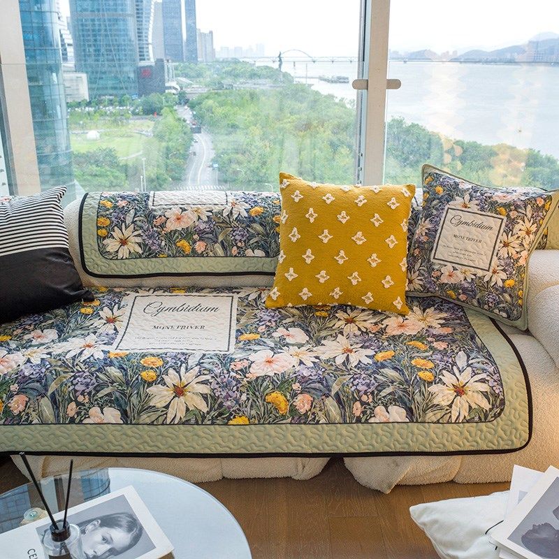 性价比四季通用田园沙发垫加厚卉沙发盖巾防滑沙发罩垫水洗