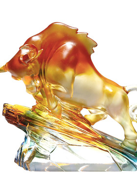 生肖牛琉璃工艺品办公室桌面客厅招财装饰品店铺业商务礼品