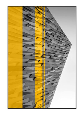黑白线条建筑俯视大厦仰视装饰画现代抽象工业风挂画玄关客厅