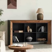 侘寂风黑色实木餐边柜做旧置物装 饰玄关老松木民宿复古客厅壁炉柜