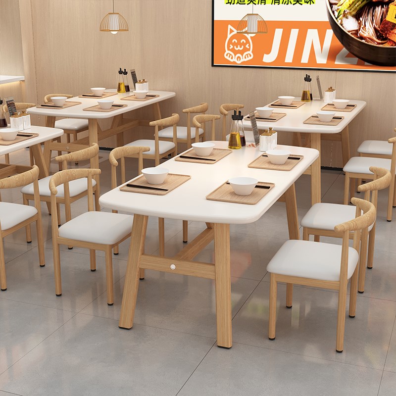 餐桌家用小户型饭桌饭店小吃店餐饮长方形桌子商用快餐桌椅出租房