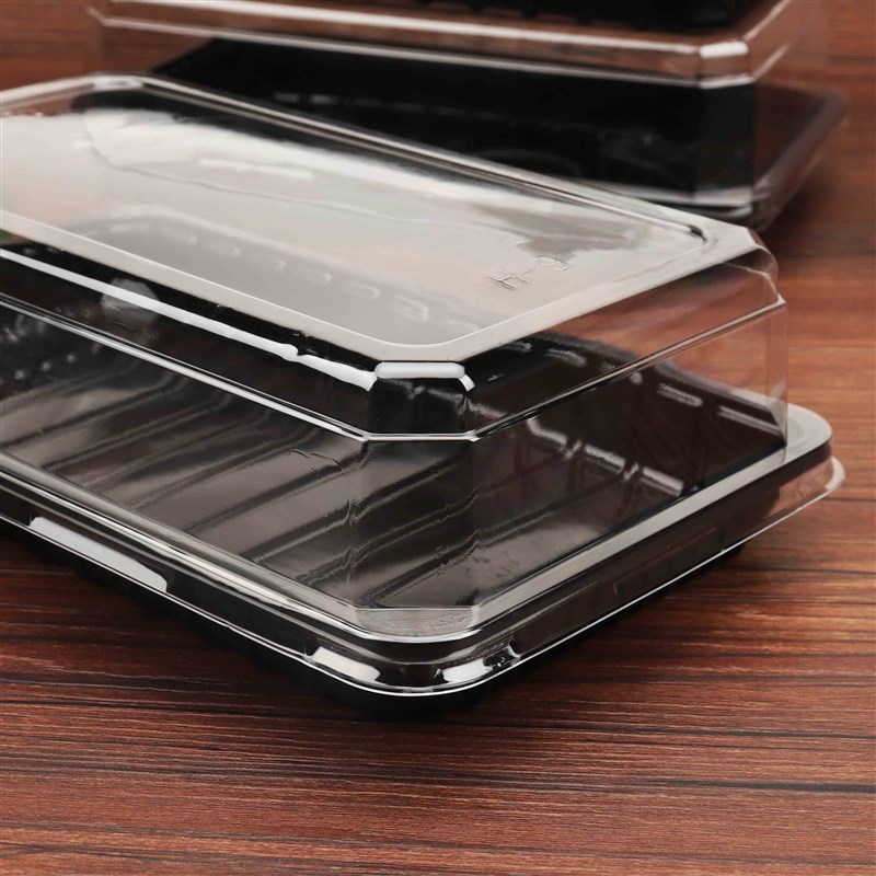 烘焙包装 寿司面包吸塑盒蛋糕西点糕点盒黑底长方盒天地盖盒